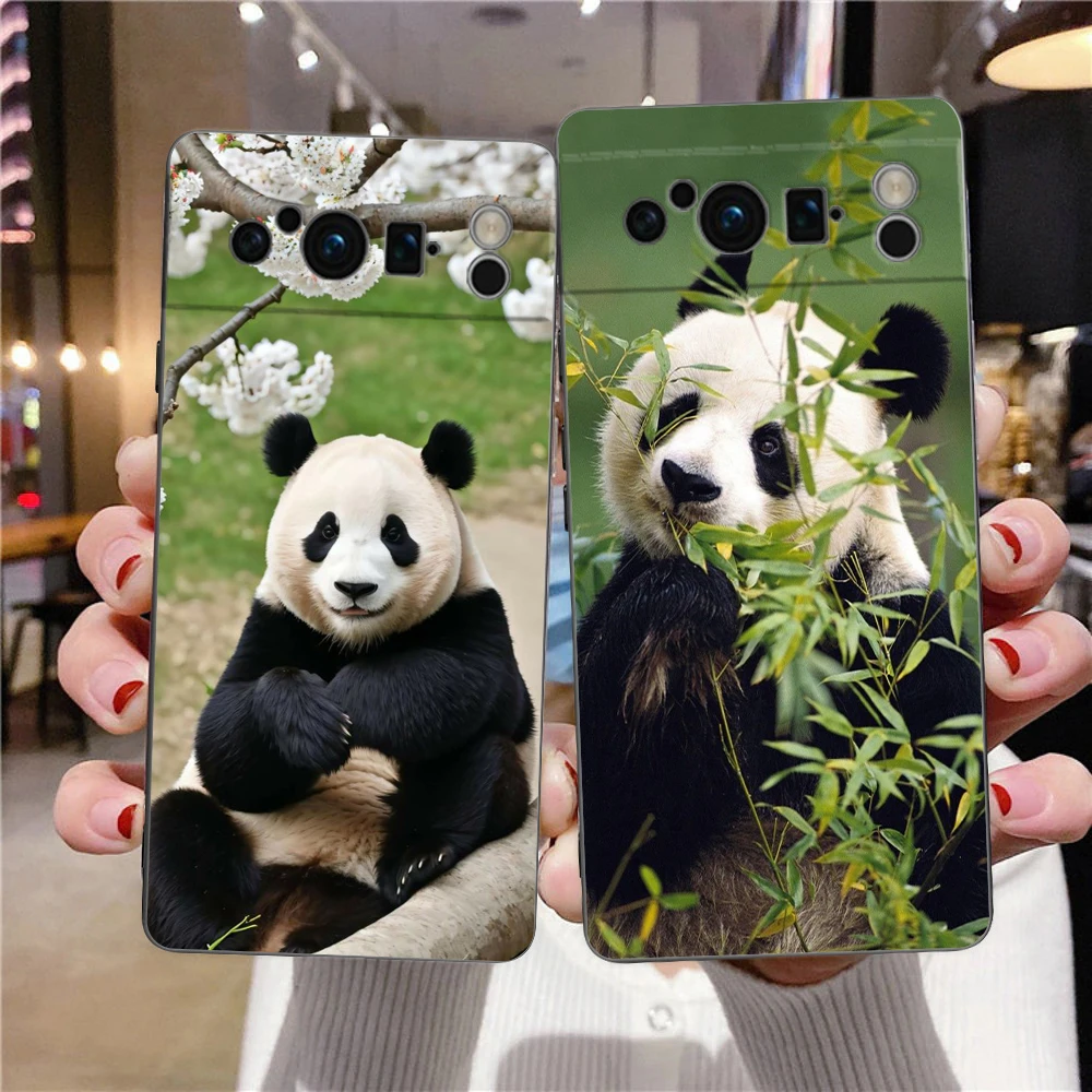 Phone Case For Google Pixel 9 8 8A 7 7A 6 Pro XL 6A 5G Black Soft Shockproof Back Cover TPU Shell Fubao panda