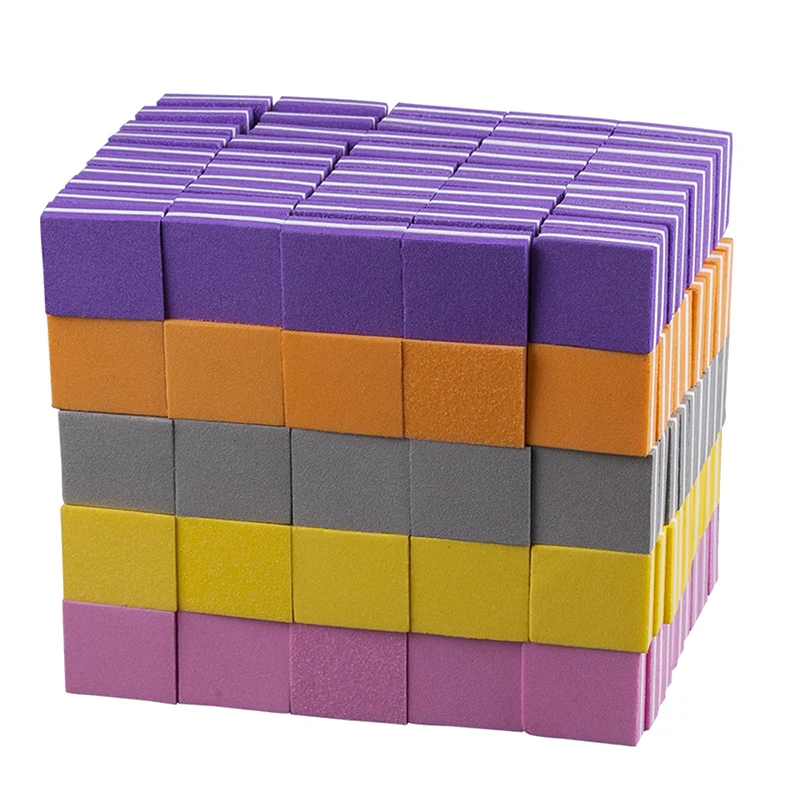 100pcs Double-sided Mini Nail Files Buffer Blocks Colorful Sponge UV Gel Nail Polish Sanding Buffer Manicure Pedicure Nail Tools