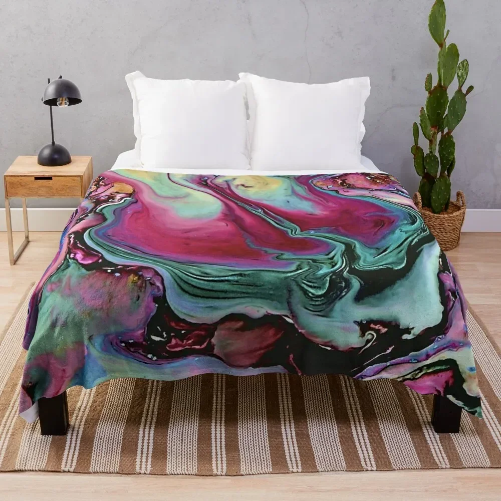 

Colorful abstract marbling Throw Blanket Retros sofa bed Cute Plaid Blankets