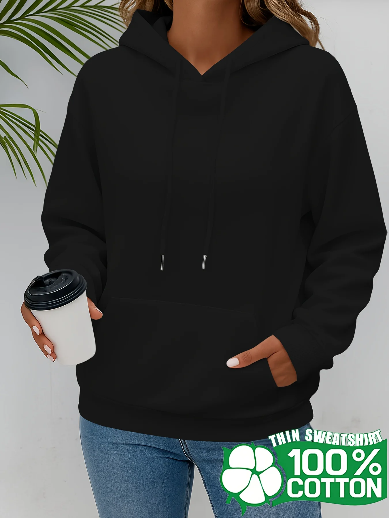 

Осенне-зимняя женская толстовка с капюшоном больших размеров, классическая флисовая однотонная универсальная стильная повседневная уличная толстовка большого размера