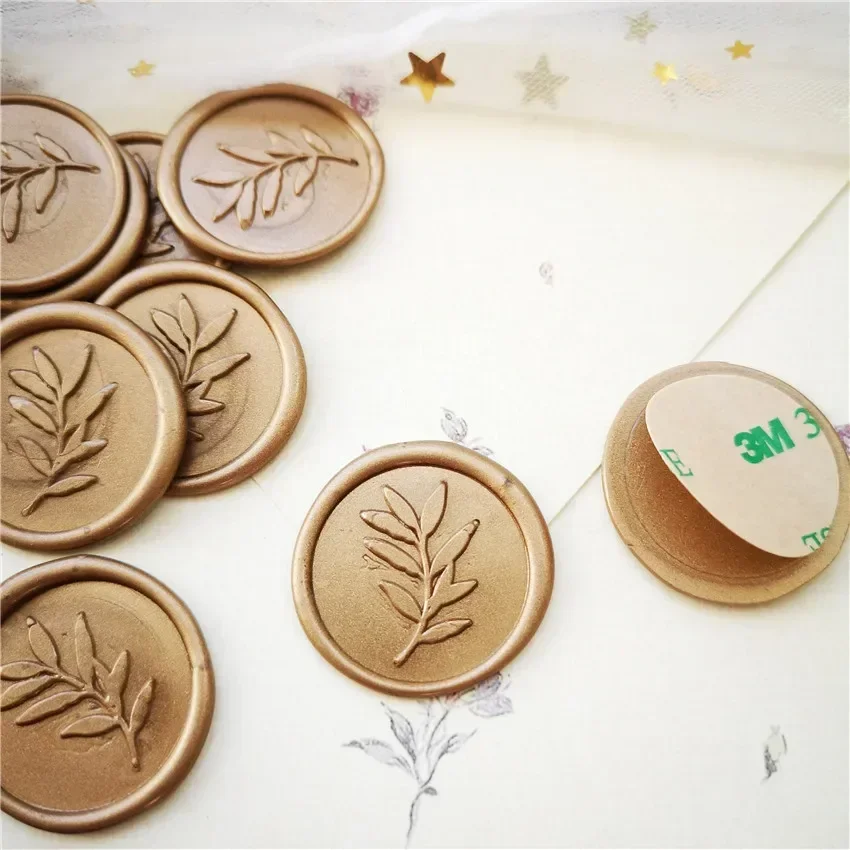 100pcs convenient leaf wax seal stickers with Double-sided tape wedding envelope sealing gifts card decoration wax seal stickers
