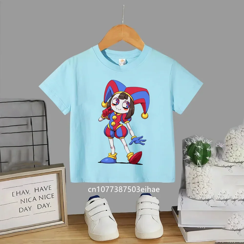 Children Fashion T-shirt The Amazing Digital Circus Anime Pattern Cotton Tees, Boys Girls Short Sleeve Summer Casual Clothing