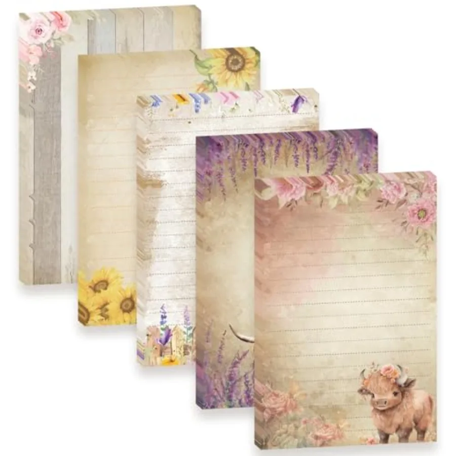 

100 Sheets A5 Refills Papers for Planner Insert Binder, 120GSM Thick Brown Cattle Floral Notebook Filler, Cute Animal 6 Hole Lo