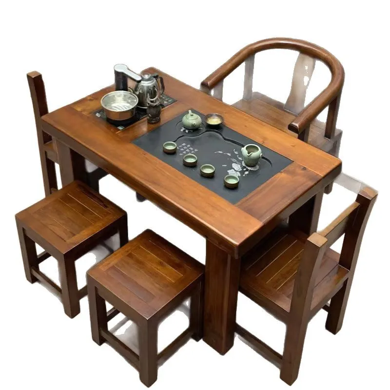 

Old boat wood high-end tea table, high-end pure solid wood new material Kung Fu tea table