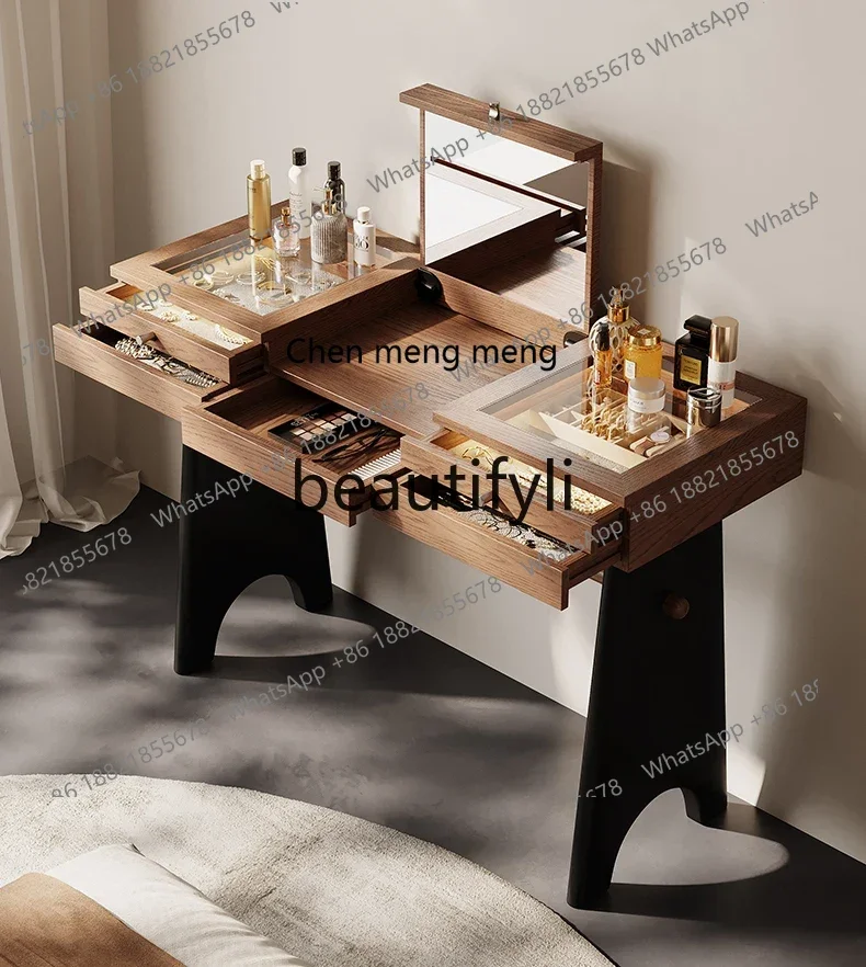 

M178 2025 new bedroom solid wood clamshell makeup table high-end designer medieval makeup table