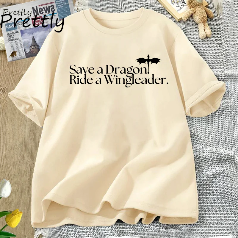 Save A Dragon Ride A Wingleader Tshirt Fourth Wing T-shirt Harajuku Basgiath War Graphic T Shirts Cotton Tees Woman Clothing