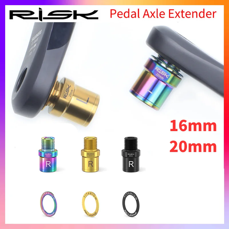 

RISK 1 Pair 16mm/20mm Bicycle Pedal Axle Extenders Bolts Spacers Titanium Ti Alloy Axle Bolts For MTB Road Bike Colorful Parts