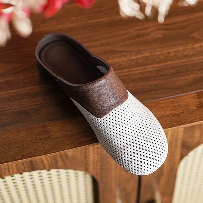 Sandal Chunky Wanita Sepatu Mules Perancang Busana Sandal Slingback Elegan Musim Panas 2025 Sandal Jepit Hak Rendah Sandalias De Mujer