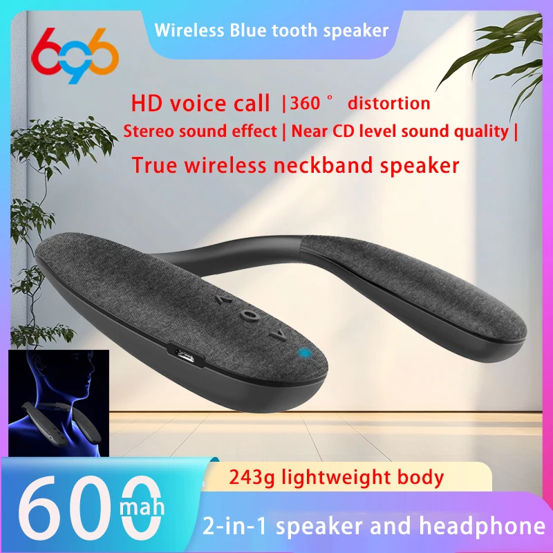 

Новый беспроводной Bluetooth-динамик для ношения на шее, портативный сабвуфер, стереодинамик с микрофоном для игр и путешествий
