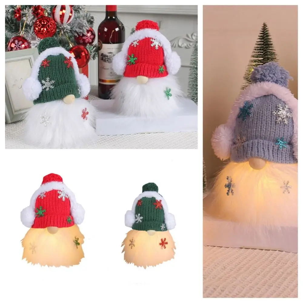 Sprite Elf Gnome Lights Music Knitted Hat Glowing Gnome Glowing Doll Luminous With Lights Christmas Dwarf Decoration