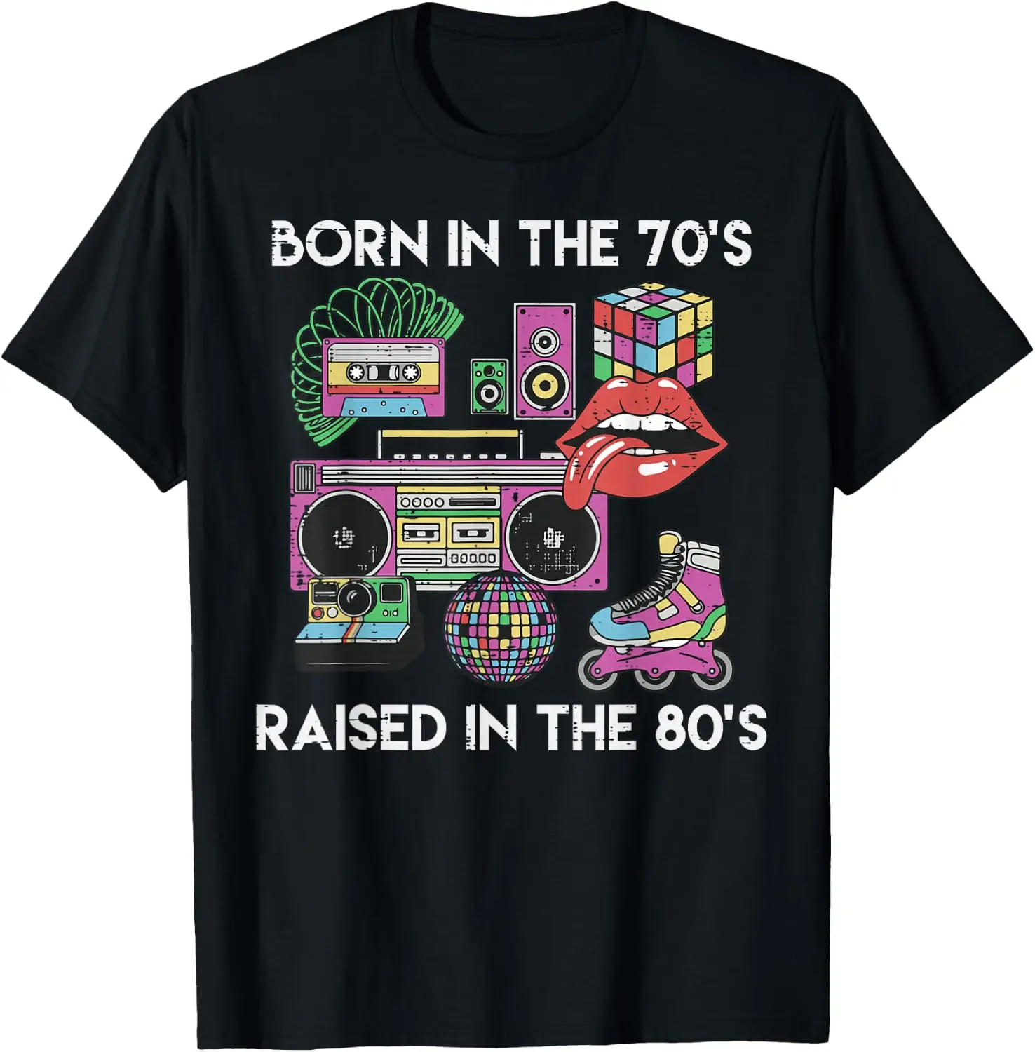 Born In 70S Raised 80S Cool Gen X Throwback Vibes Men Women T-Shirt Unisex Y2K Aesthetic Graphic T‑Shirt Trendy Streetwear Crew Neck Short Sleeve Soft Cotton Tee Fashion Daily Tops Men Women