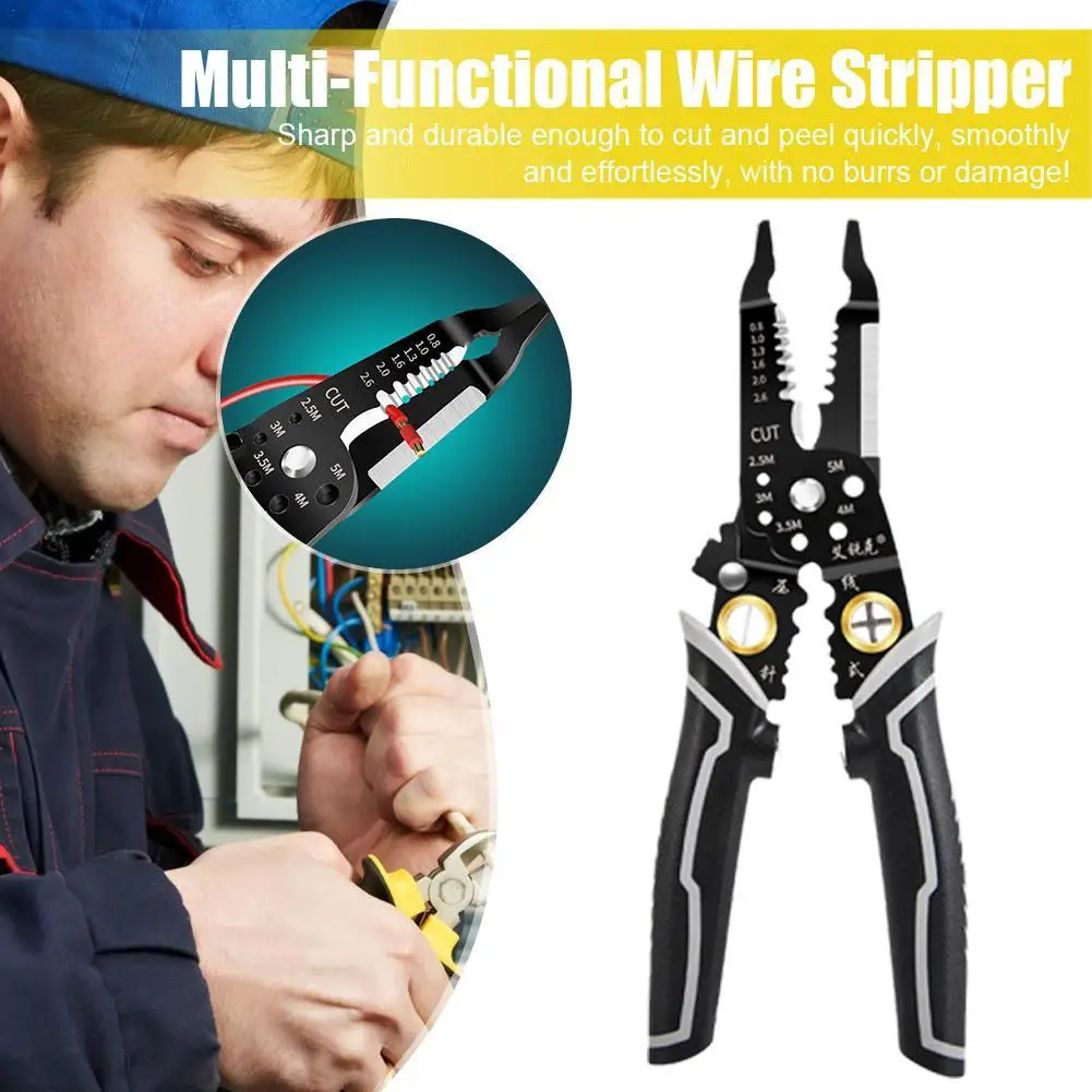 

1pc Wire Stripper Iron Wire Cutter Cable Cutter Wire Pliers Splitting Crimping Tool Electrician Clamper Winding