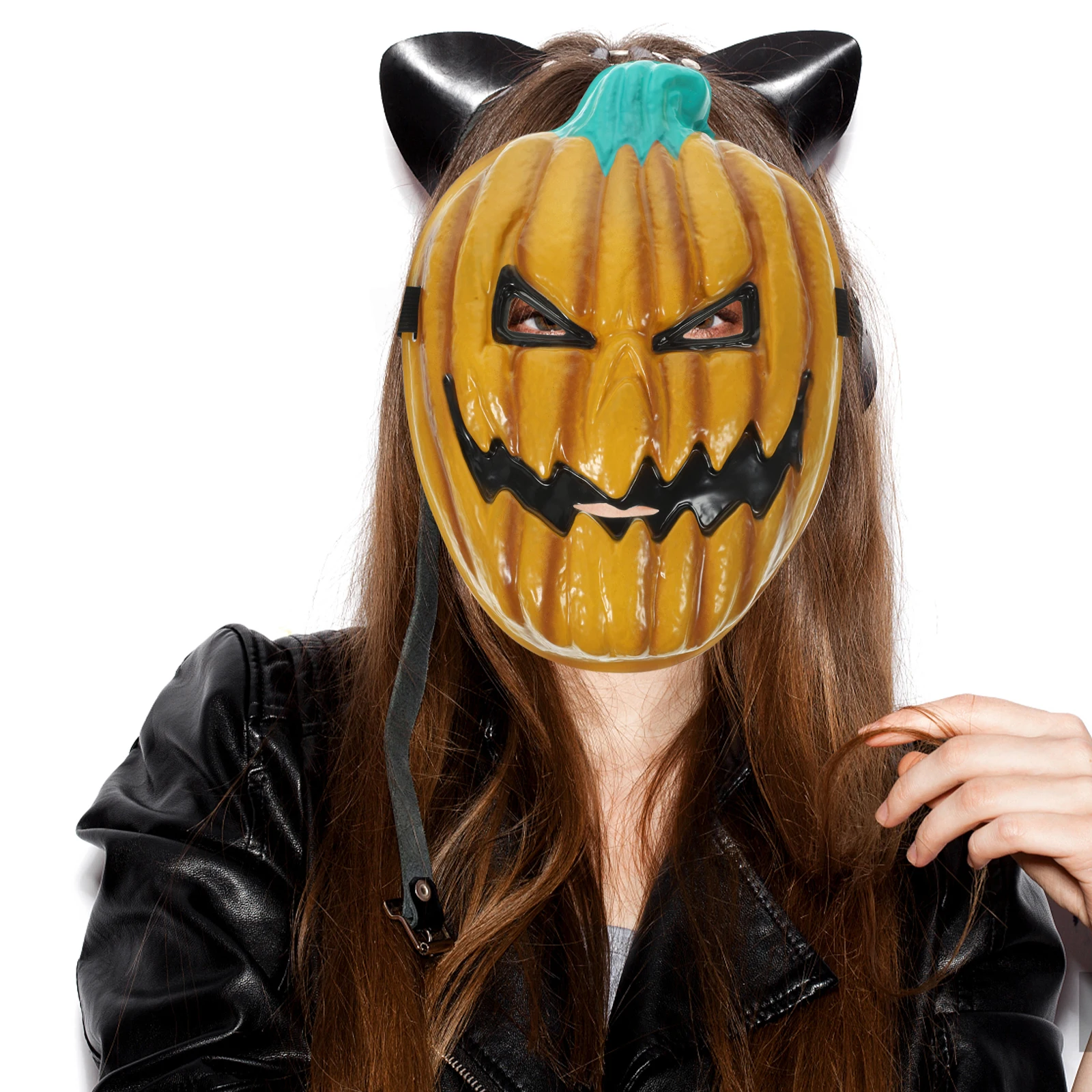 

2pcs Party Realistic Cosplay Funny Cosplay Halloween Pumpkin Mask Masks for Events Stage Halloween Mask Toys