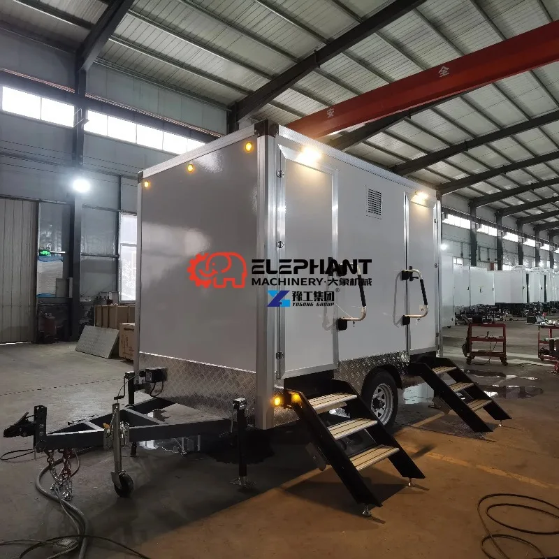 Portable Toilet Trailer Integrated Mobile Sanitary Container Waterproof Outdoor Restroom Unit for Events Construction Sites