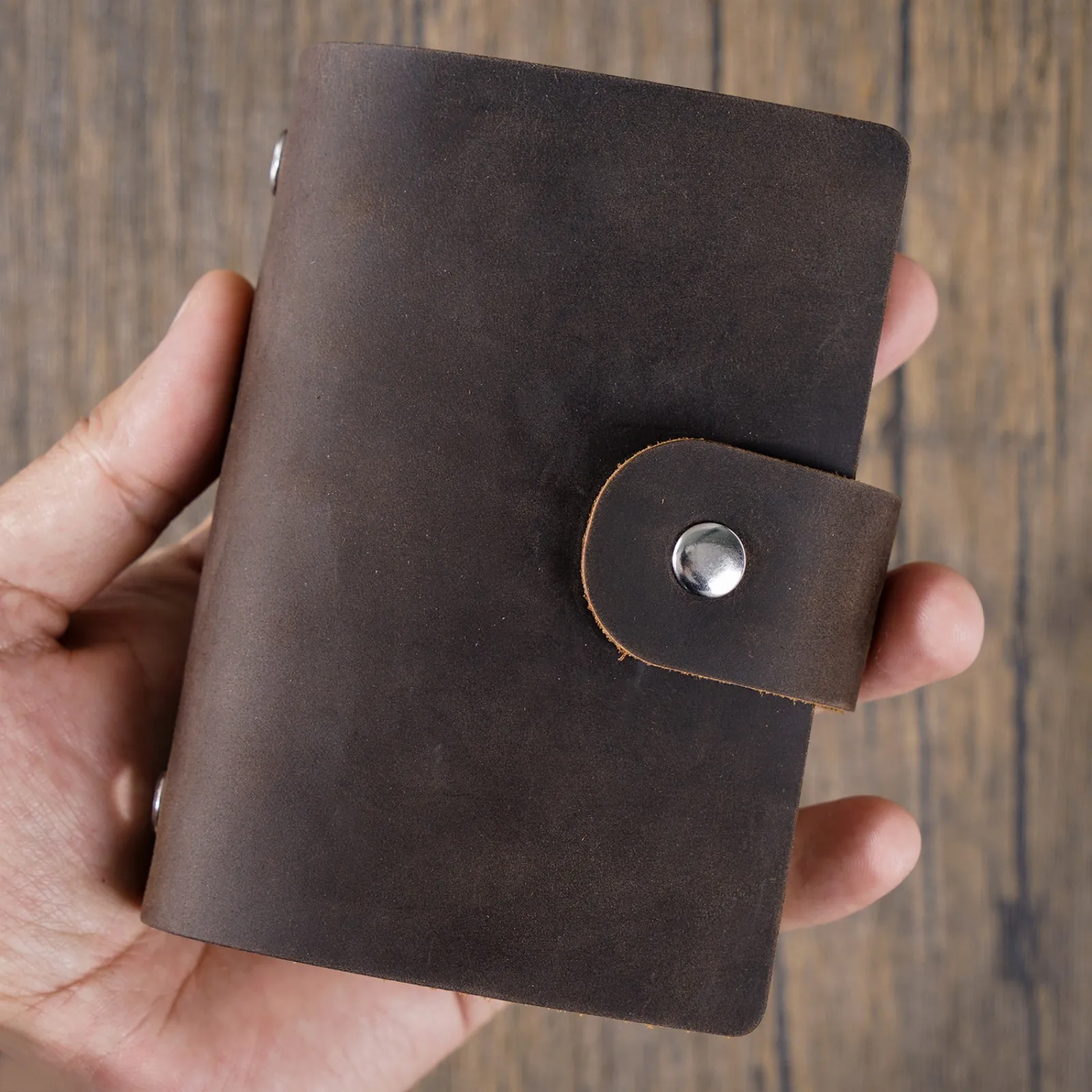 

Genuine Leather Mini M5 / A8 Binder Planner 5-hole Rings Vintage Notebook with 15 MM silver Rings Retro Organizer Diary Notepad