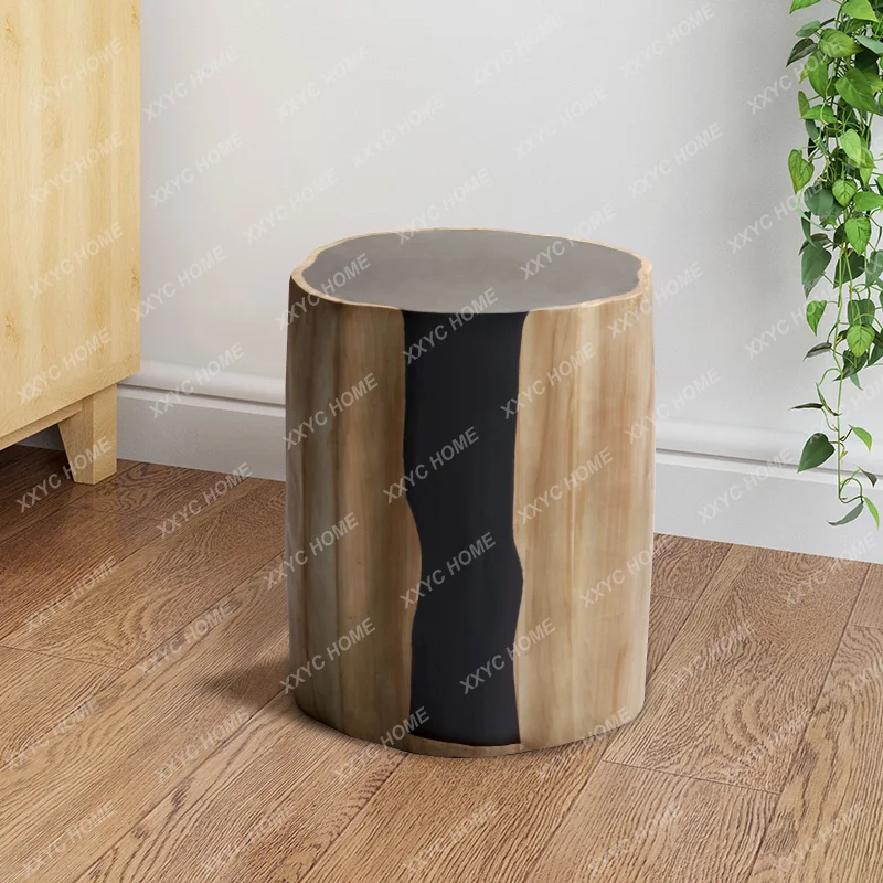 Solid wood root carved stool bed and breakfast hotel wooden round stool base