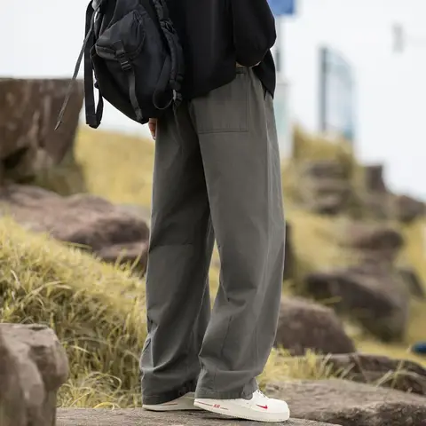 Mode Herr Casual Arbetskläder Enfärgade Byxor Stora Storlekar Slitstarka Raka Vida Benbyxor Utomhus Bekväma Höst Cargobyxor 10 best sales plus size techkläder - №6