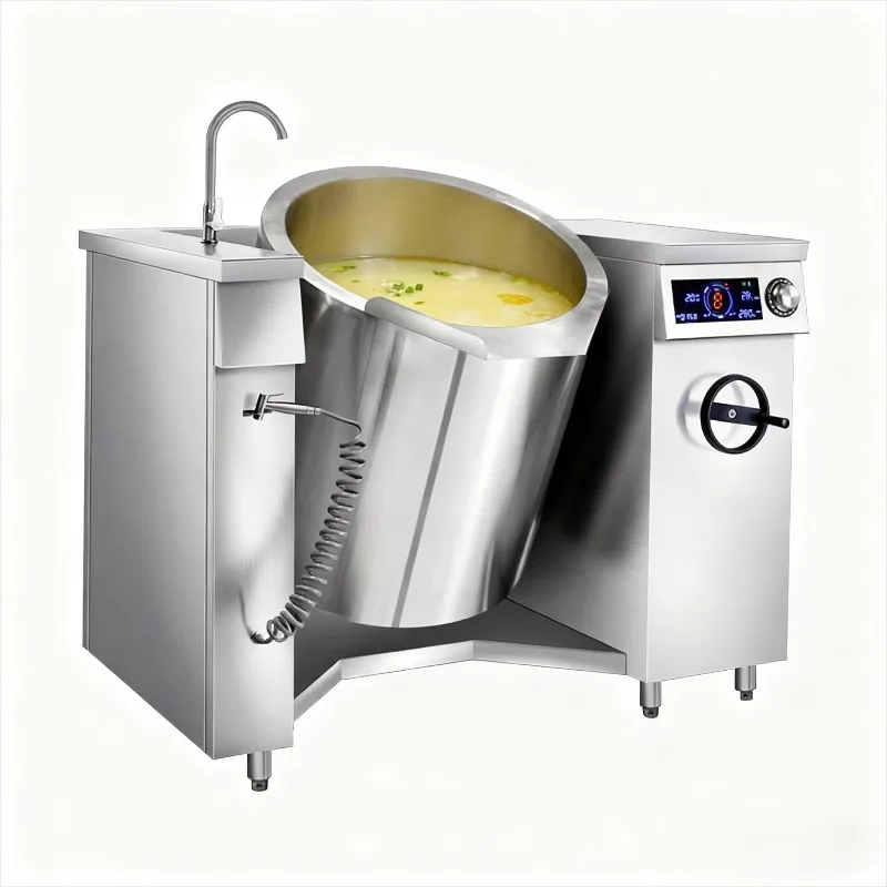 300L Commercial Large-scale Stainless Steel Soup Stove High-Power Swinging Soup Pot  for Central Kitchen 380V