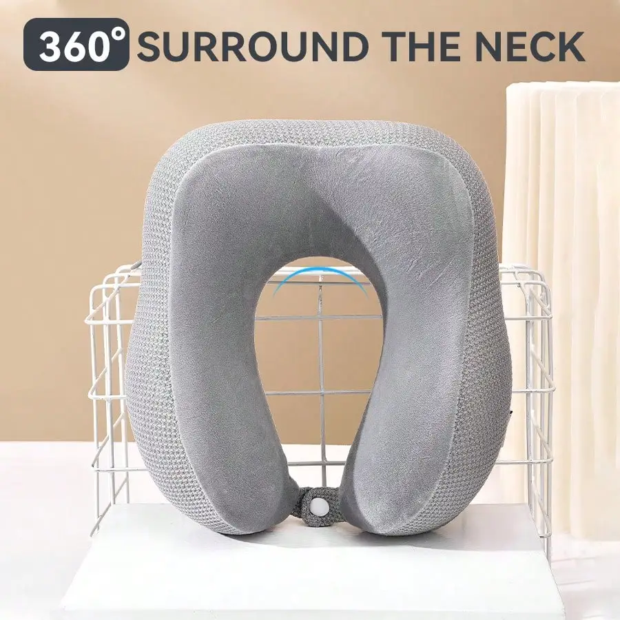 Memory Foam U-Shaped Travel Neck Pillow For Sleeping On Planes, Portable Cervical Support Pillow.