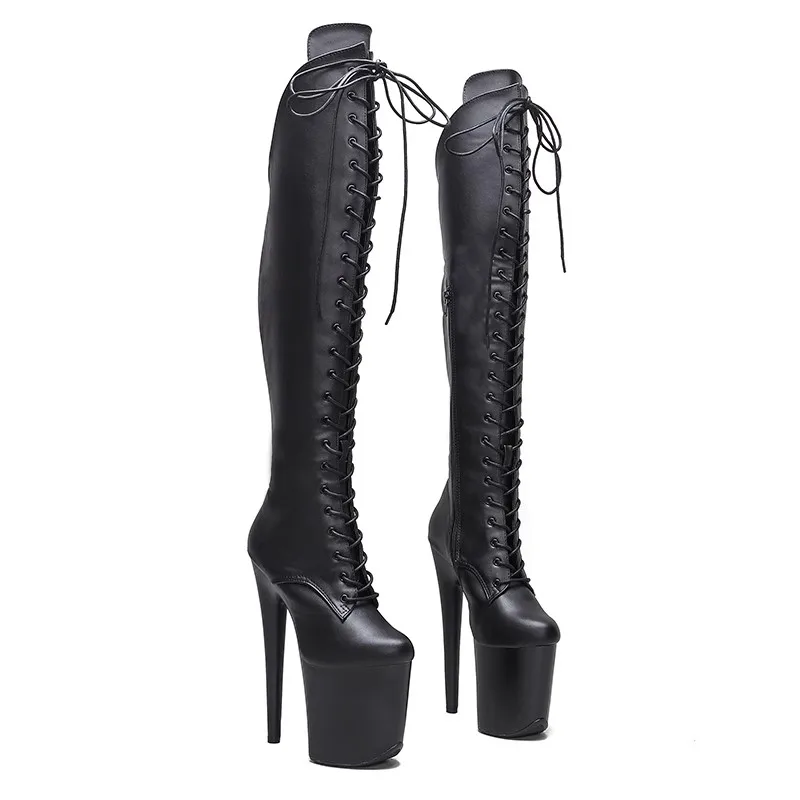 LAIJIANJINXIA New 20CM/8Inch PU Upper Women's Platform Party High Heels Modern Knee-High Boots Pole Dance Shoes 497