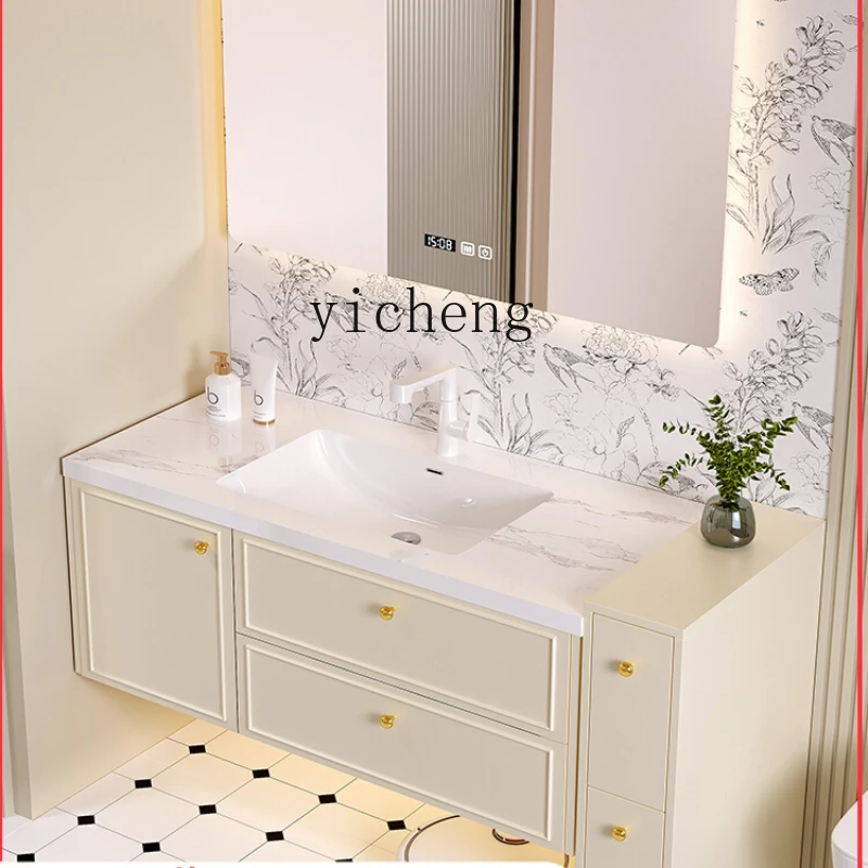 Zk Stone Plate Seamless Ceramic Whole Washbin Bathroom Cabinet Bathroom Sink Washbasin Combination