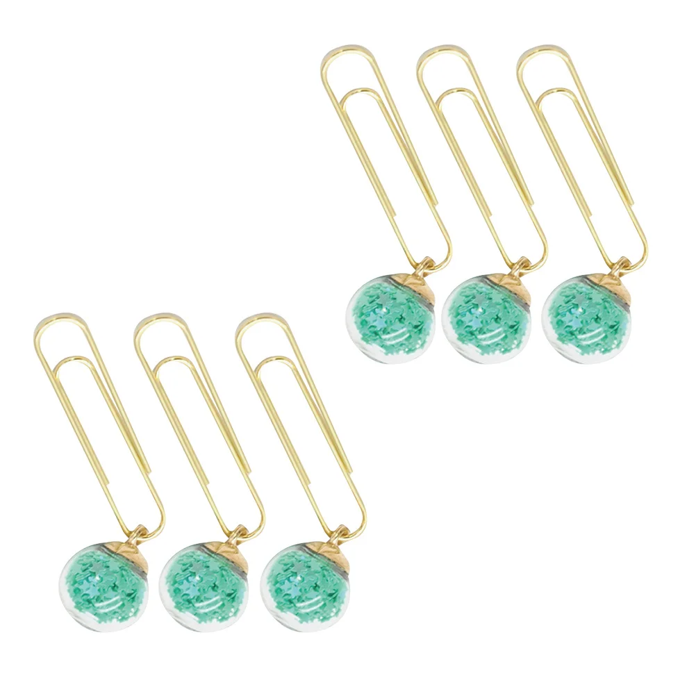 

6Pcs Decorative Bookmarks Quicksand Crystal Ball Style Random Color Functional Page Holders for Reading Writing Stationery