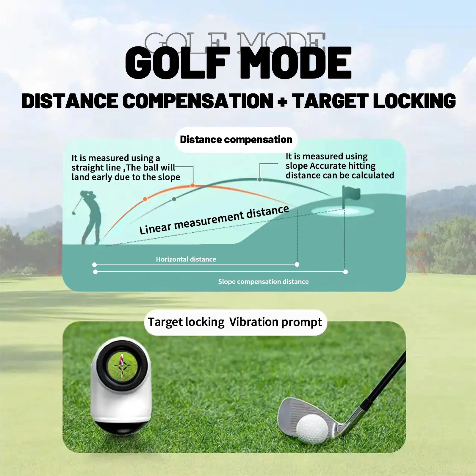 Telescopio monoculare con telemetro Laser da 600M - 1500M per misuratore di distanza del telemetro da caccia al Golf con blocco della bandiera di