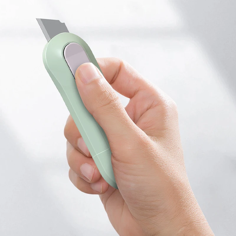 1/3pcs Mini Auto Rebound Utility Knife Portable Box Cutter Safe Retractable Letter Opener for Express Package Paper Rope Cutting