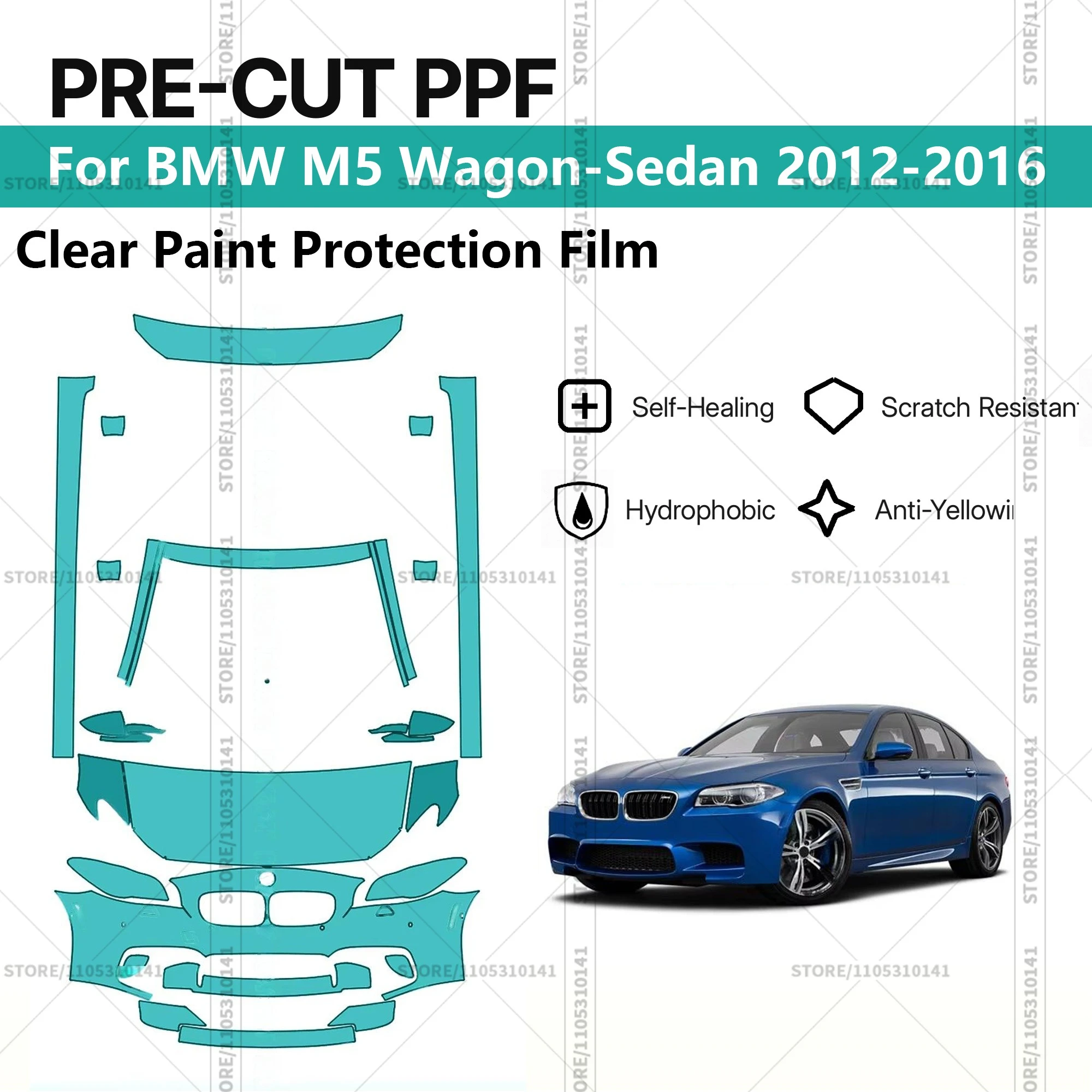 

For BMW M5 Wagon-Sedan 2012-2016 Pre-Cut Paint Protection Film PPF Transparent Car Film Automotive PPF Front Kit-Rear Bumpe