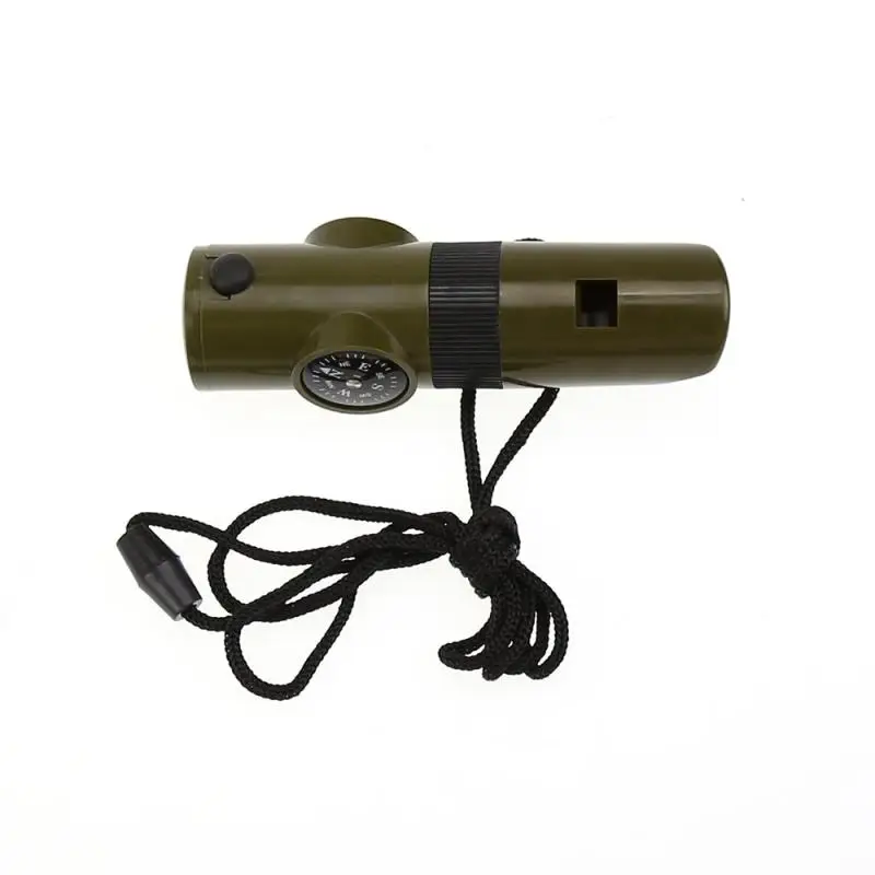 Multi-Functional Whistle กลางแจ้งเดินป่าตั้งแคมป์ปีนเขา Survival อุปกรณ์แบบพกพา7In1นกหวีดเข็มทิศไฟฉาย Led