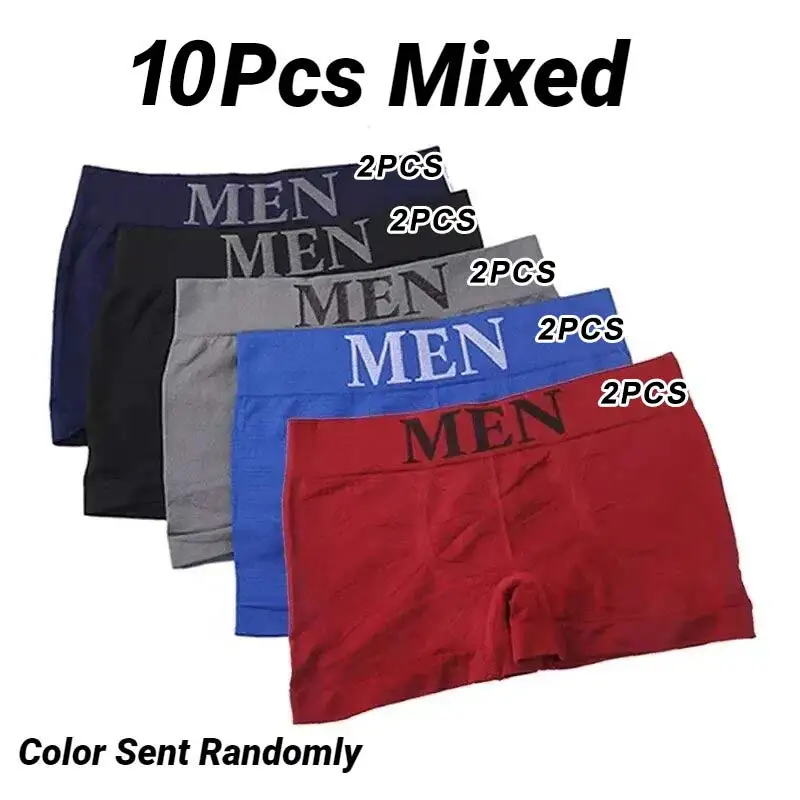 5/10 Pcs Plain Color Boxer Briefs Breathable High Elastic Comfortable Men's Underpants Sexy Men's Flat Corner Underwear