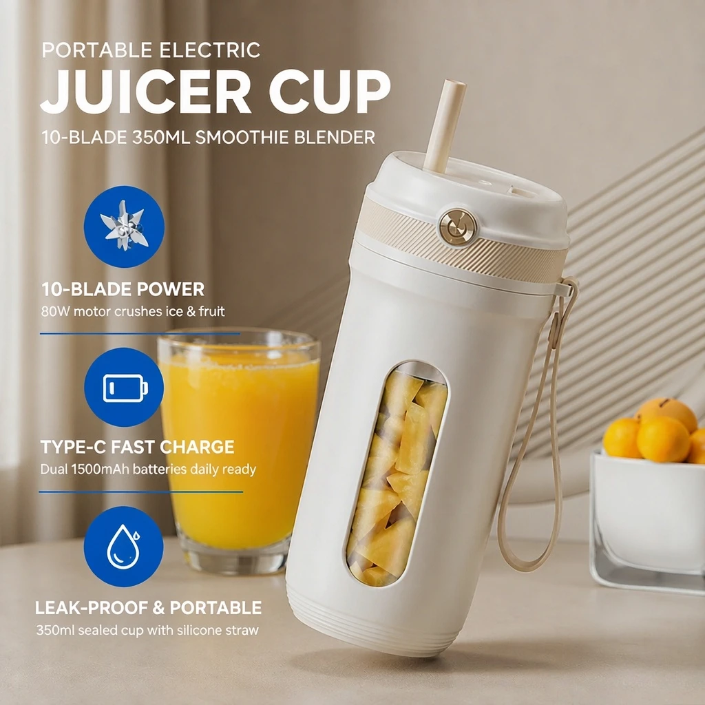 Portable Blender Usb Rechargeable - Gelas Pembuat Jus Elektrik Isi Ulang
