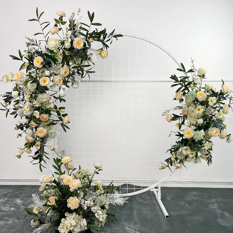 

Wedding Props Flower Arch Decor Artificial Crescent Flower Row Backdrop Arrangement Decoration T Stage Road Leading Flower Ball