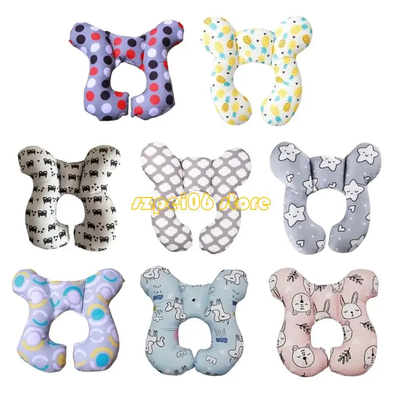 45BF تنفس U على شكل وسادة مسند للرقبة للرضع ميزة غطاء قابل للغسل قابل للإزالة لعربات الأطفال مقعد السيارة راحة السفر #1