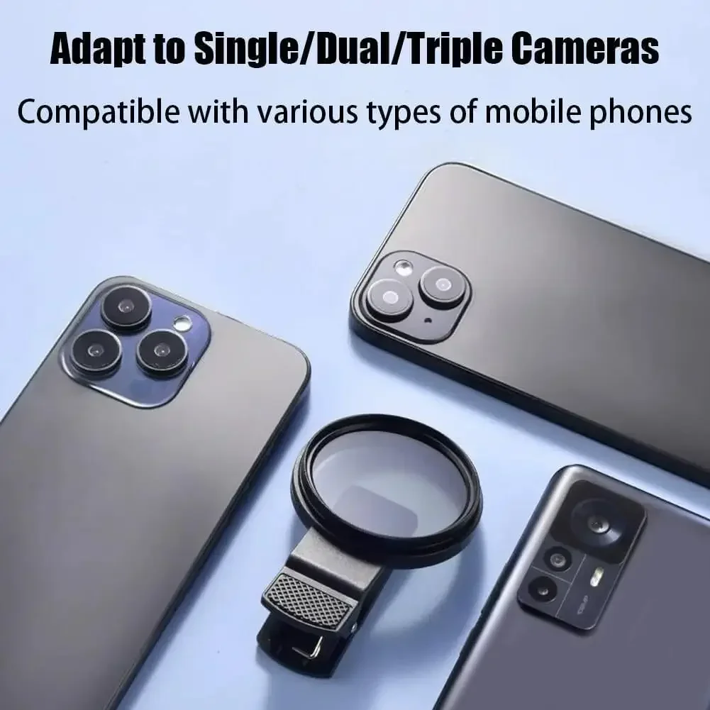 MINI 52mmクリップ式スマホフィルターホルダーマウントカメラ広角フィルターレンズ偏光ユニバーサルポータブルCPLフィルターレンズキット iPhone用
