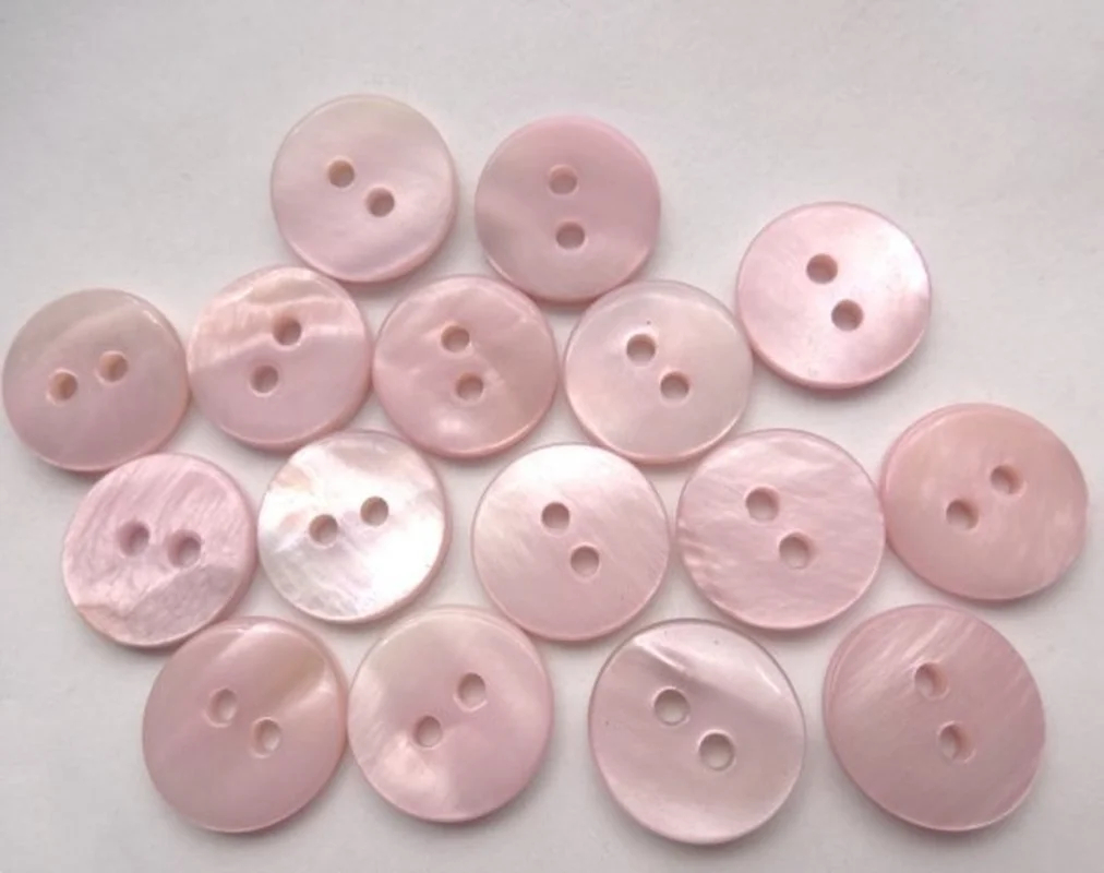 5PC Romantic Pink Round Natural Mother of Pearl Seashell 2-holes Flatback Button DIY Shirt Suit Cufflink Scrapbook Sewing Crafts