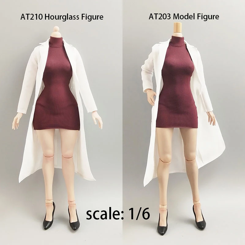 

1/6 белое пальто доктора, бордовое платье без рукавов, комплект для фигурок, 12-дюймовая военная кукла BJD, эластичная юбка, куртка