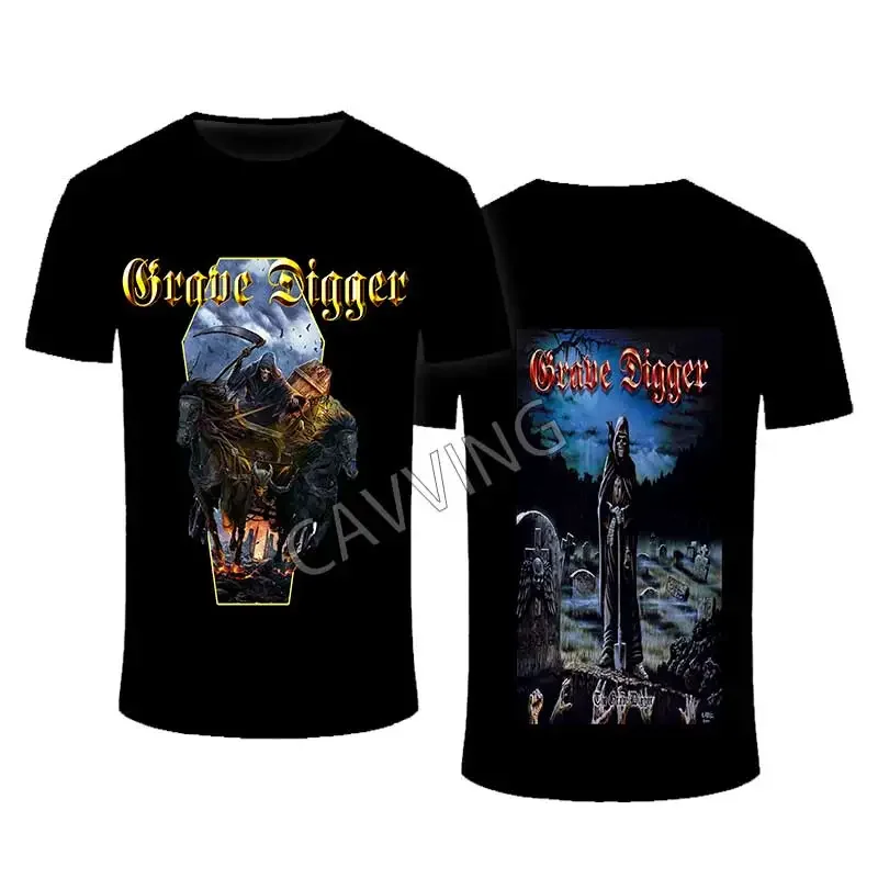 New Fashion Double Sides Grave Digger BAND   Streetwear Gothic Top Harajuku Cotton Unisex T-shirts  YY1