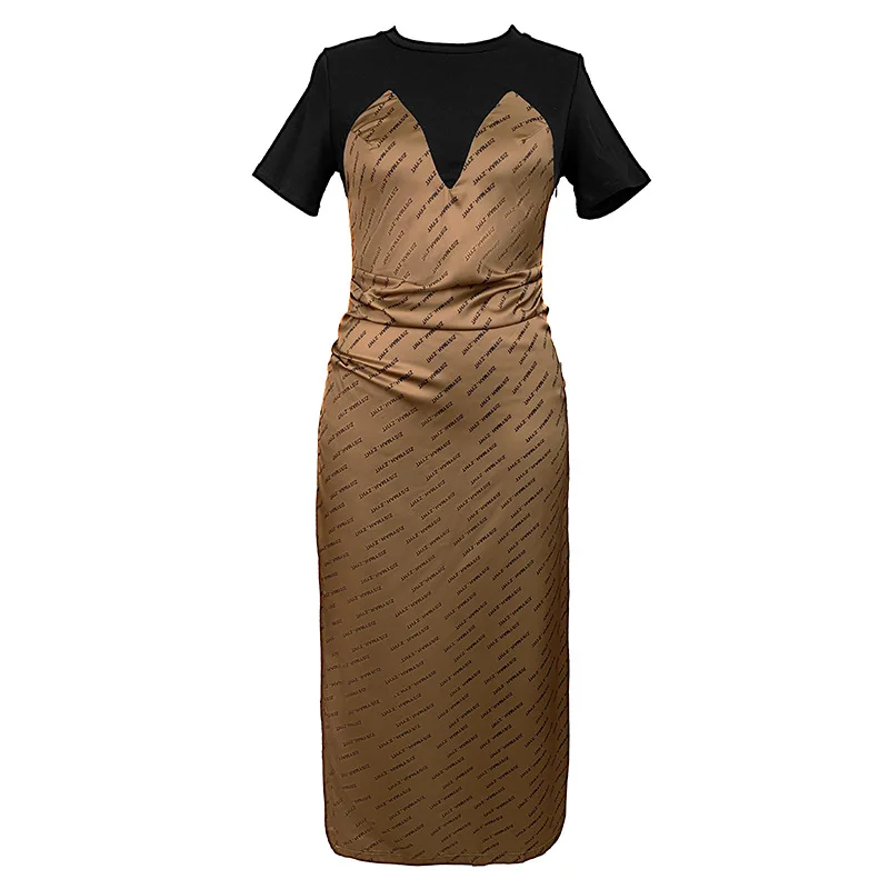 Robe longue deux pièces pour femmes, nouveau Design français, faux, coupe ajustée et fine, T-shirt avec lettres, été