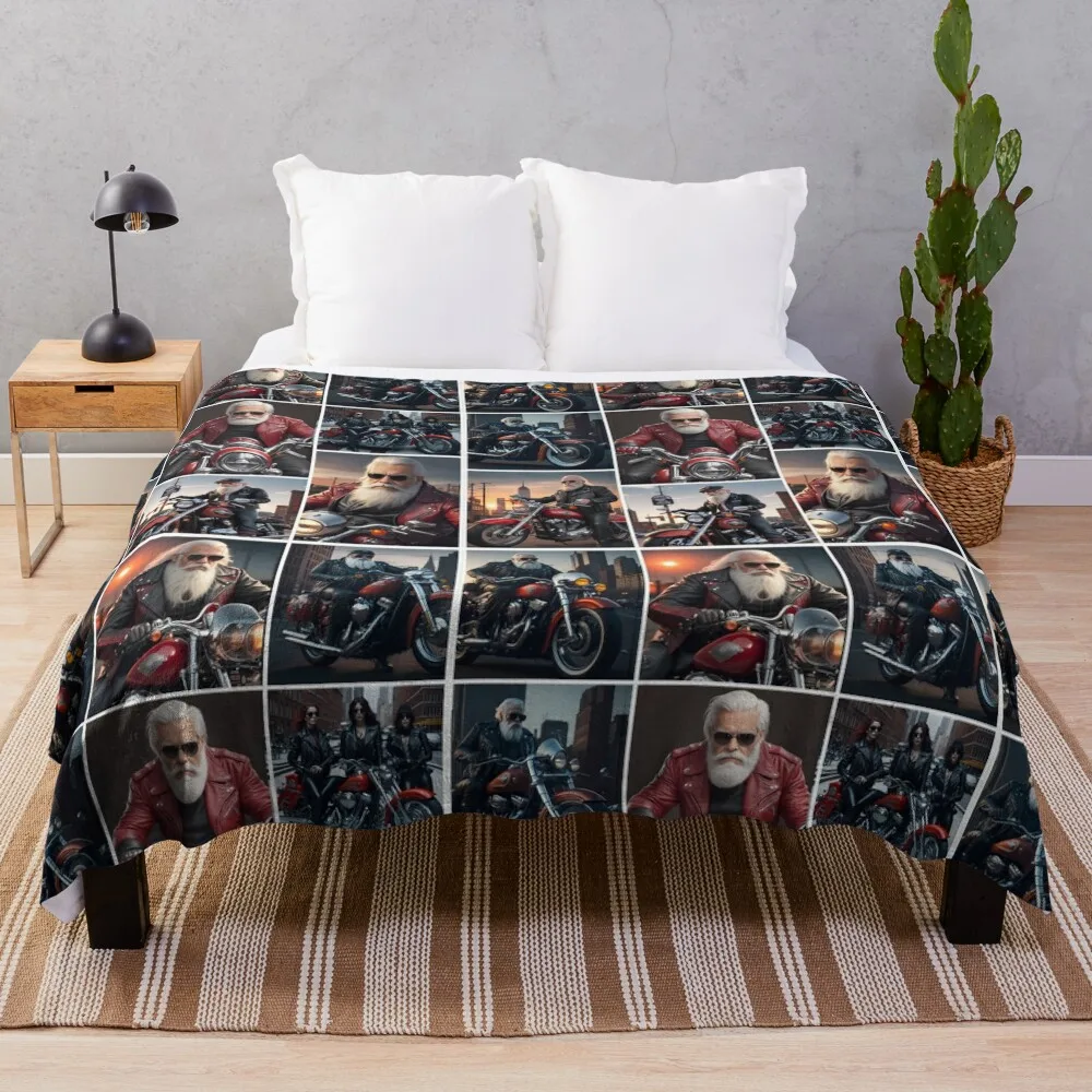 

Collage old rider free on road in sunset Throw Blanket Thins Stuffeds christmas decoration Quilt Blankets