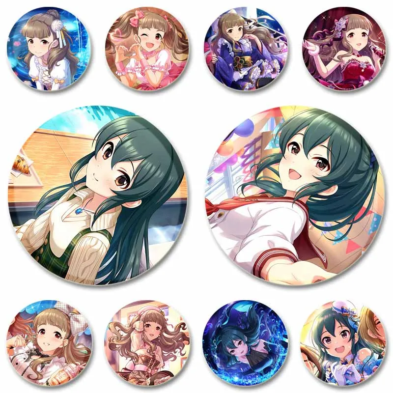 The Idolmaster Cinderella Girls Game Enamel Pins Cute Cartoon Girls Brooch Otaku Culture Round Badge Bag Collar Jewelry Ornament