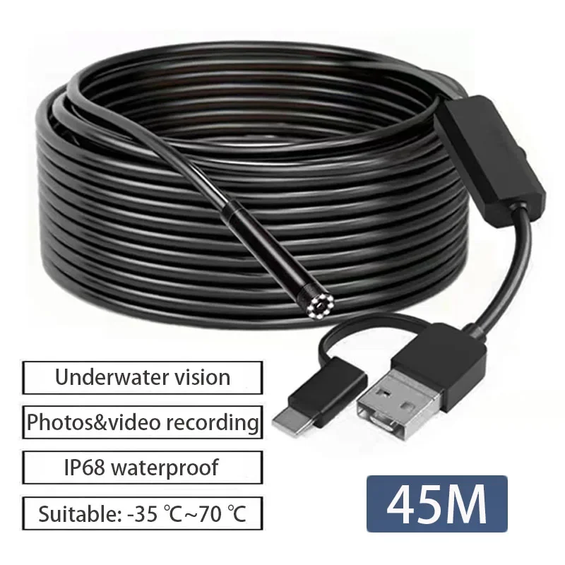 

Профессиональная камера-эндоскоп для наблюдения под водой с интерфейсом 3-в-1 и 8 светодиодными лампами, Водонепроницаемый эндоскоп для рыбы