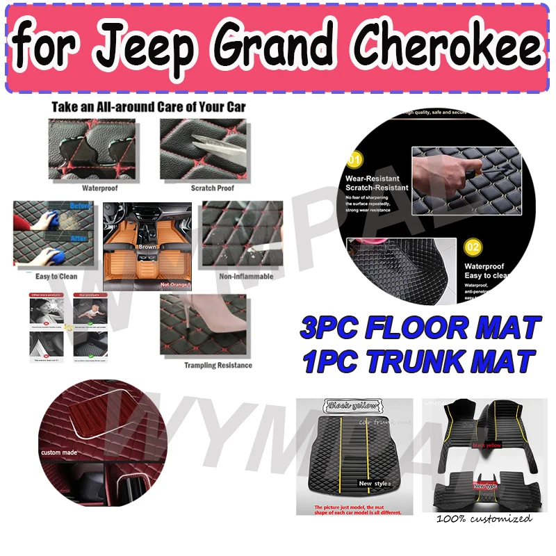 

LUXURY Car Floor Mats For Jeep Grand Cherokee WK2 2021 2020 2019 2018 2017 2016 2015 2014 2013 2012 Auto Interior Carpets