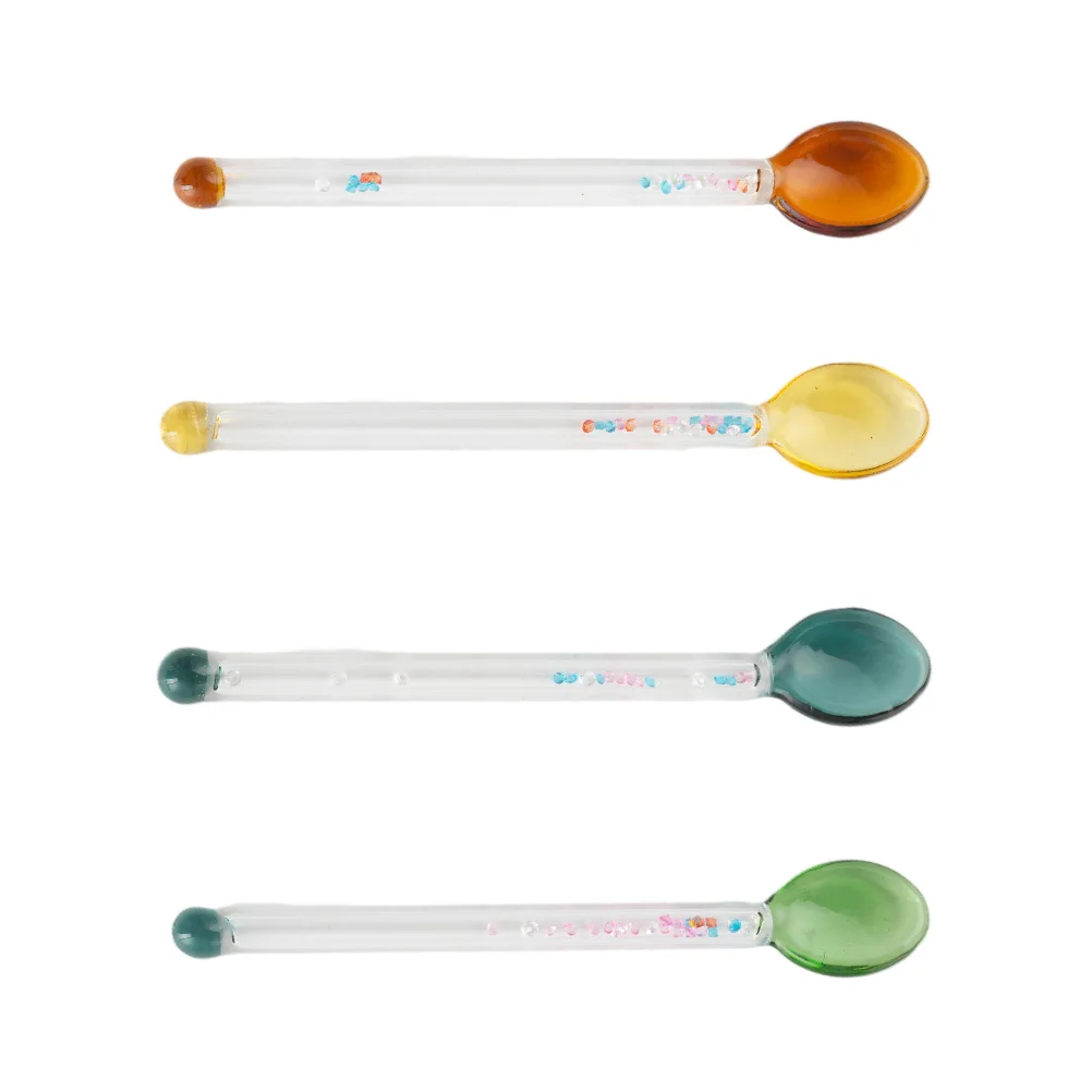 

4pcs Dessert Spoon Creative Yogurt Cute Tea Spoons Colored Mixing Decorative Scoops Adorable Glass Coffee Premium