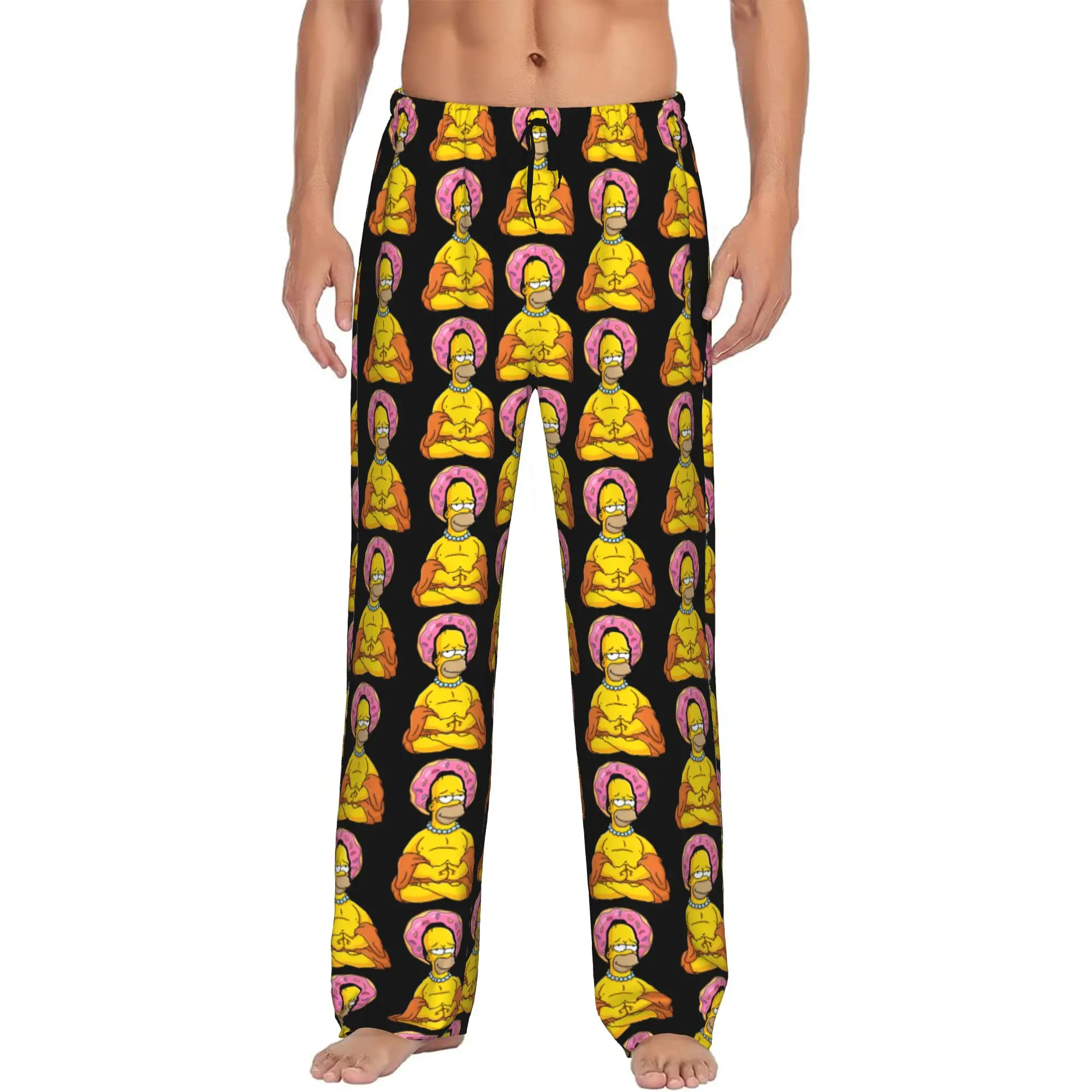 Custom S-Simpsonsed Anime Pajama Pants Men Bart Homer Lisa Cartoon Sleepwear Lounge Sleep Bottoms Stretch with Pockets