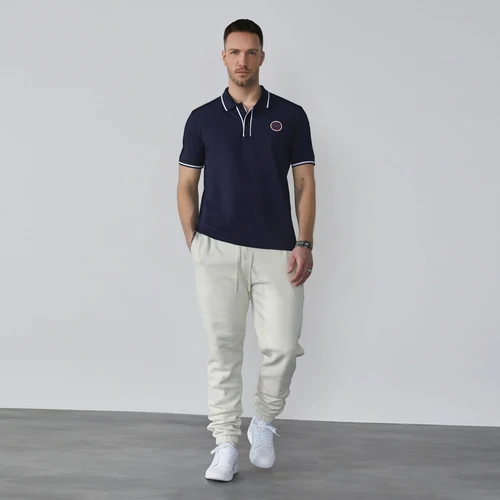 Imagen 2 del producto Nuevas camisas Polo para hombre, camisetas informales de negocios lisas con cuello tipo Polo de manga corta para hombre, camisetas holgadas de moda de verano a la moda