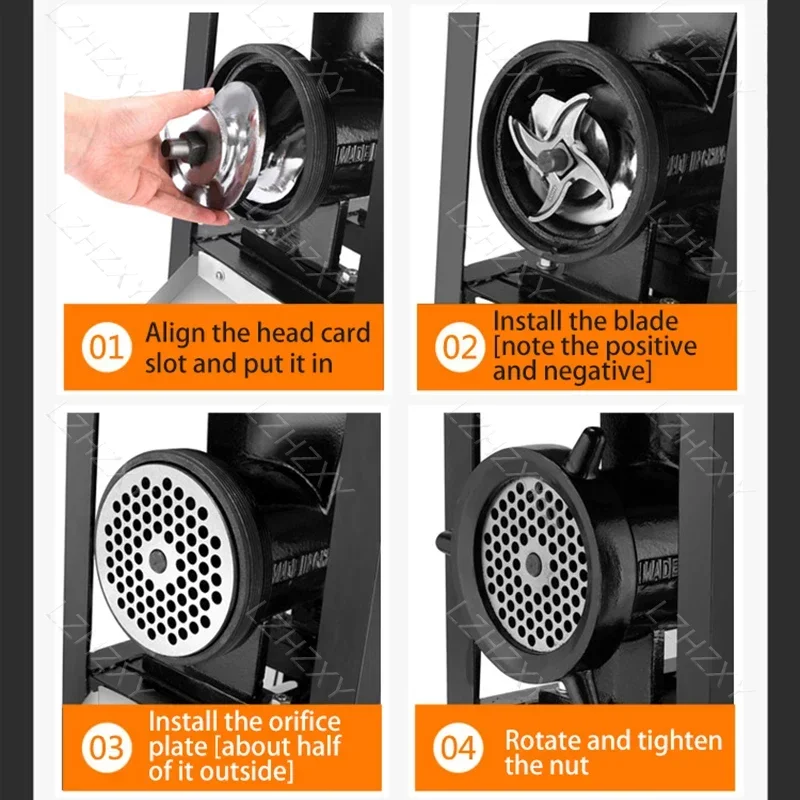 Tipo 52 tritacarne elettrico coltello in acciaio Fine ad alta potenza tritacarne commerciale tritacarne per ossa di pollo 4000W 600 kg/h
