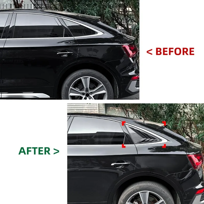 2Set ABS Rear Window Louvers Shutter Trim Cover For Audi Q5 FY Coupe 2018-2024 Exterior Blind Tuning Aftermarket Car Accessories