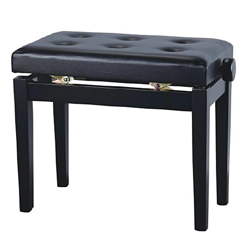 Adjustable Height Wood Piano Bench with Comfortable PU Leather Seat for Students