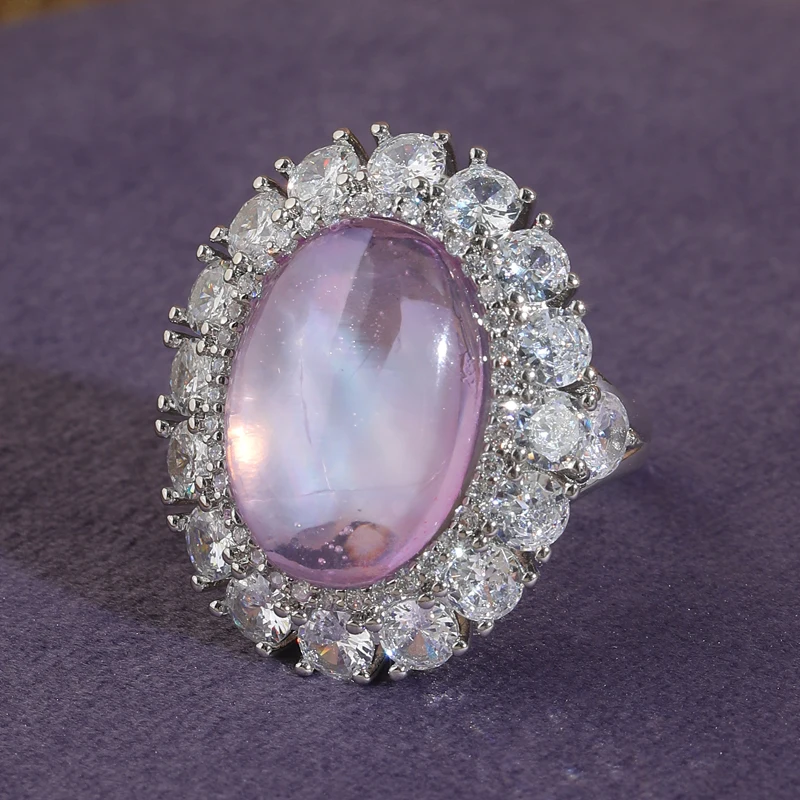 Vintage Purple Violet With Rhinestone Rings For Woman Luxury Art Deco Gold Color Jewelry Girls Fashion Brand High Quality Gift